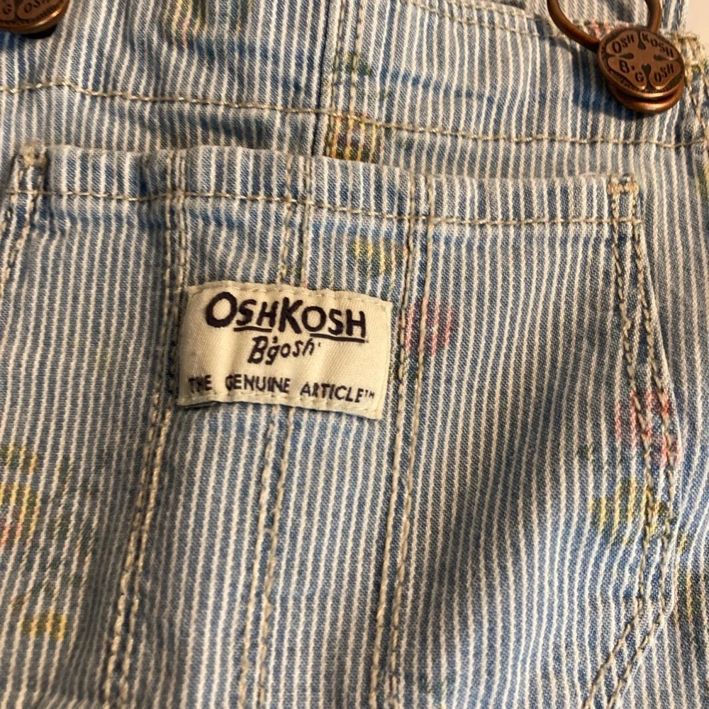 Osh Kosh BGosh vintage girls denim bibs striped floral 4T